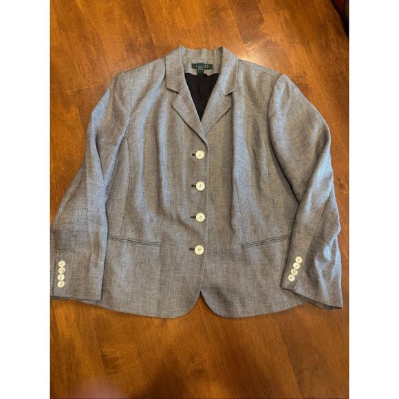 Woman’s Lauren by Ralph Lauren 100% linen blazer jacket size 16 - Picture 1 of 6